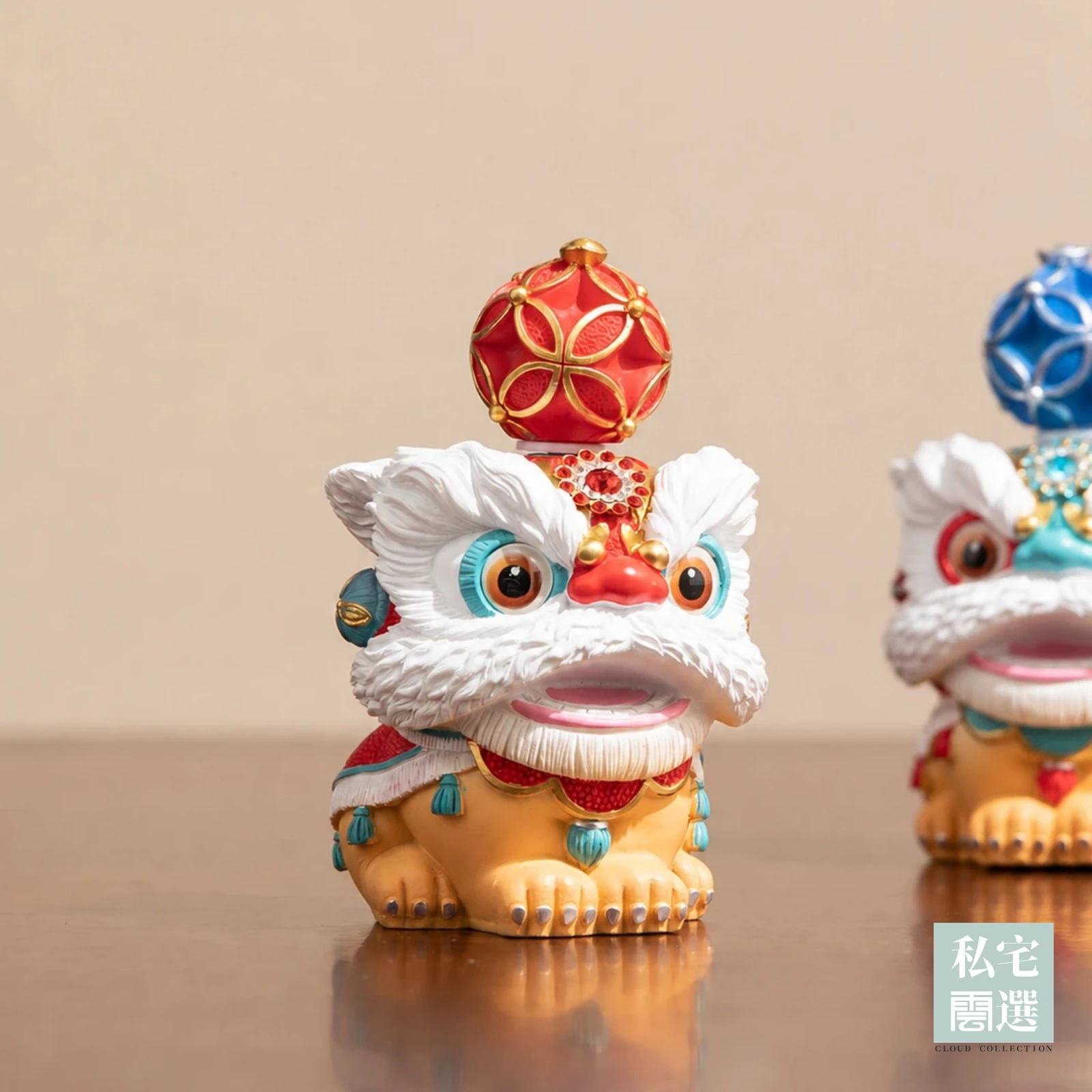 瑞獅擎珠茶寵桌上擺件