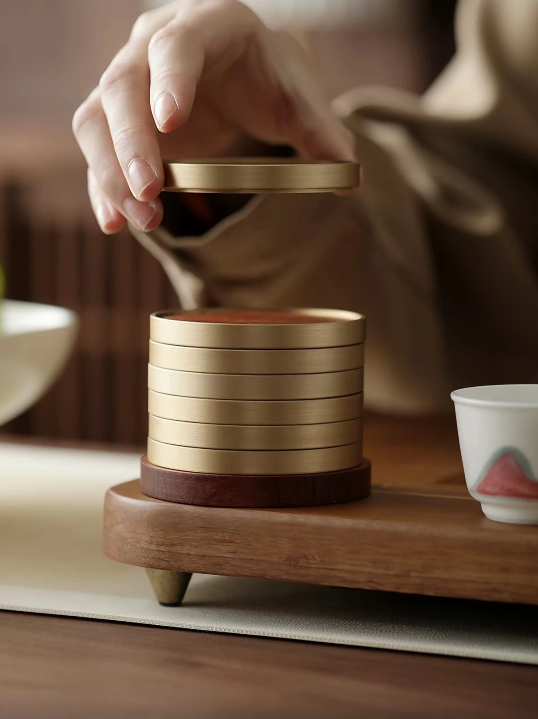 實木黃銅杯墊