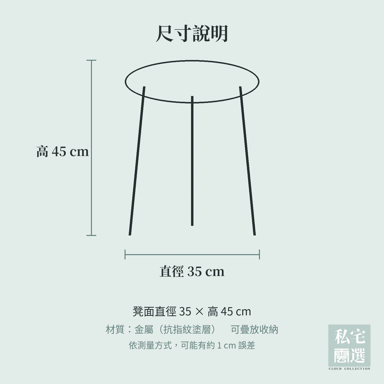極簡金屬疊疊凳｜抗指紋塗層・三腳可疊放，四色可選