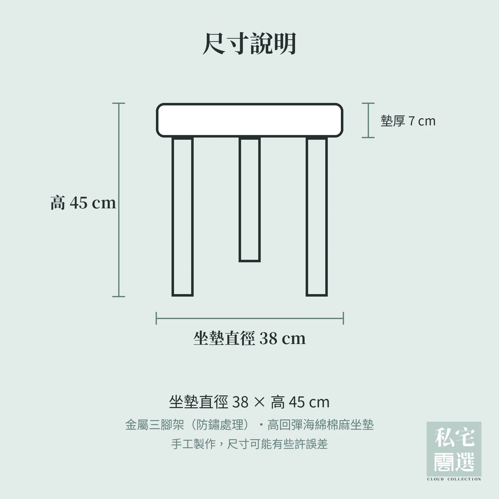 包豪斯軟墊圓凳｜金屬三腳架・棉麻坐墊，13 色可選