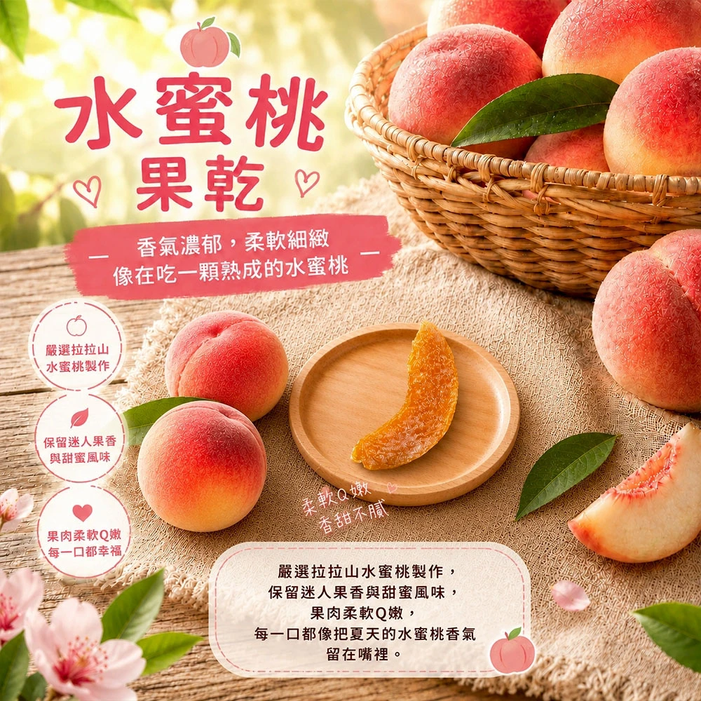 拉拉山在地超人氣水果乾 六種口味任選 (枇杷/水蜜桃/蜜蘋果/奇異果/無籽蜜李/蜜桃寶寶)