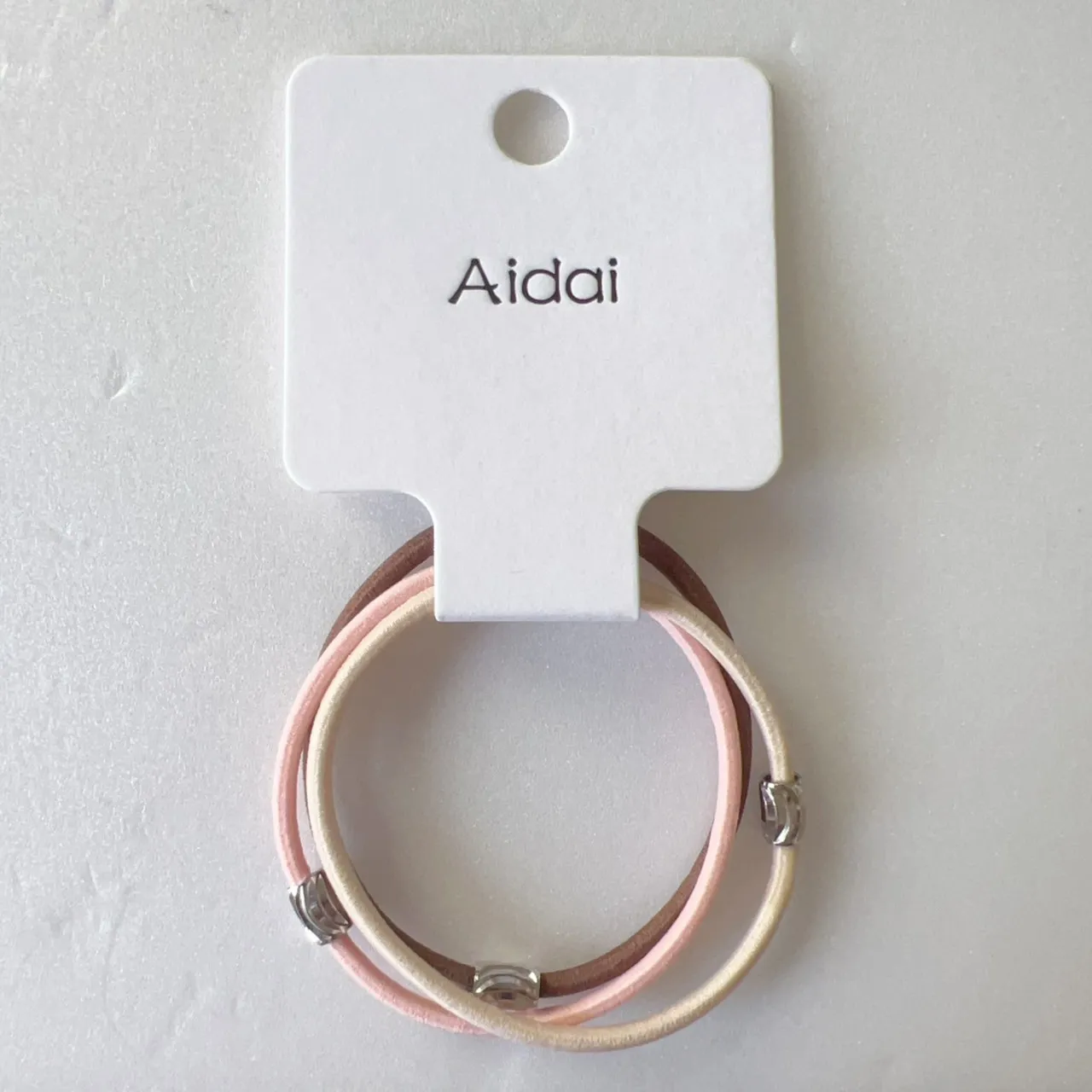 AIdAI品味生活．銀飾單圈髮束3入-霧杏粉