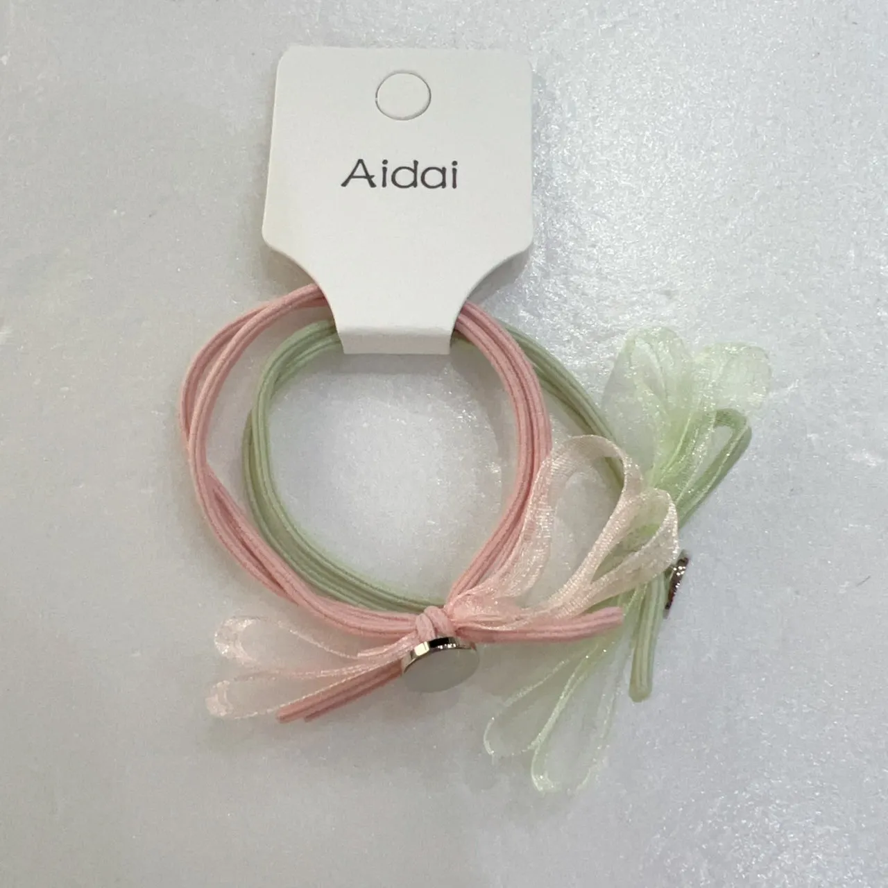 AIdAI雍容簡約髮束2入-日系輕紗-粉綠