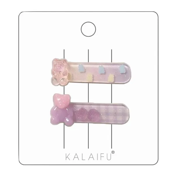 KALAIFU可愛小熊軟糖壓夾2入-紫