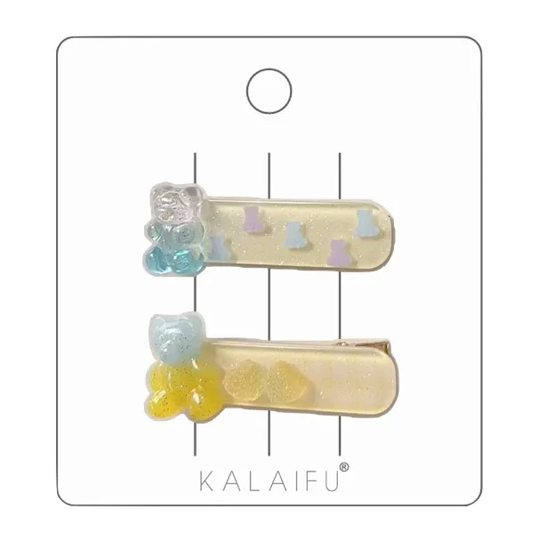 KALAIFU可愛小熊軟糖壓夾2入-黃