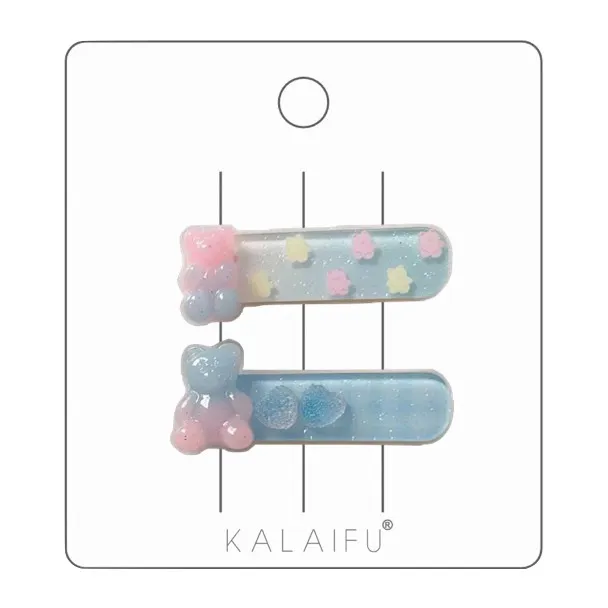 KALAIFU可愛小熊軟糖壓夾2入-藍