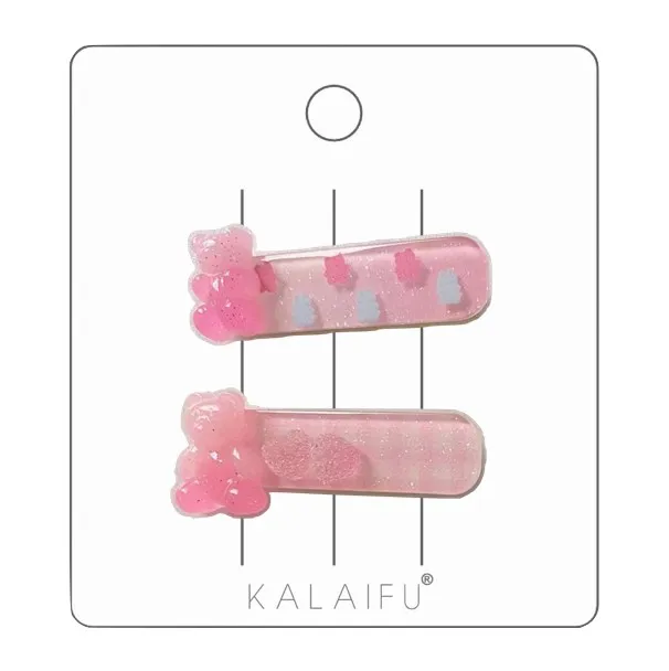KALAIFU可愛小熊軟糖壓夾2入-粉