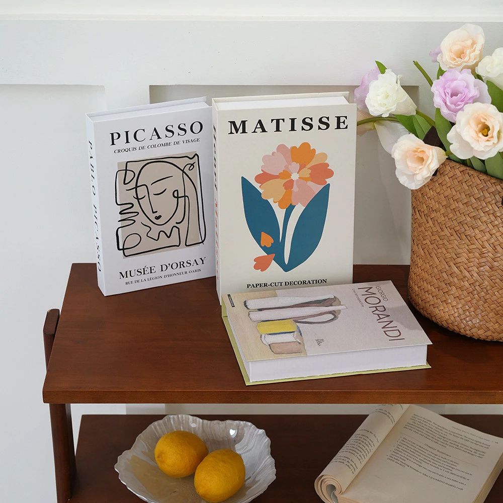 藝術系列折疊裝飾書大中小假書模型簡約抽象擺飾布置道具書 台灣出貨