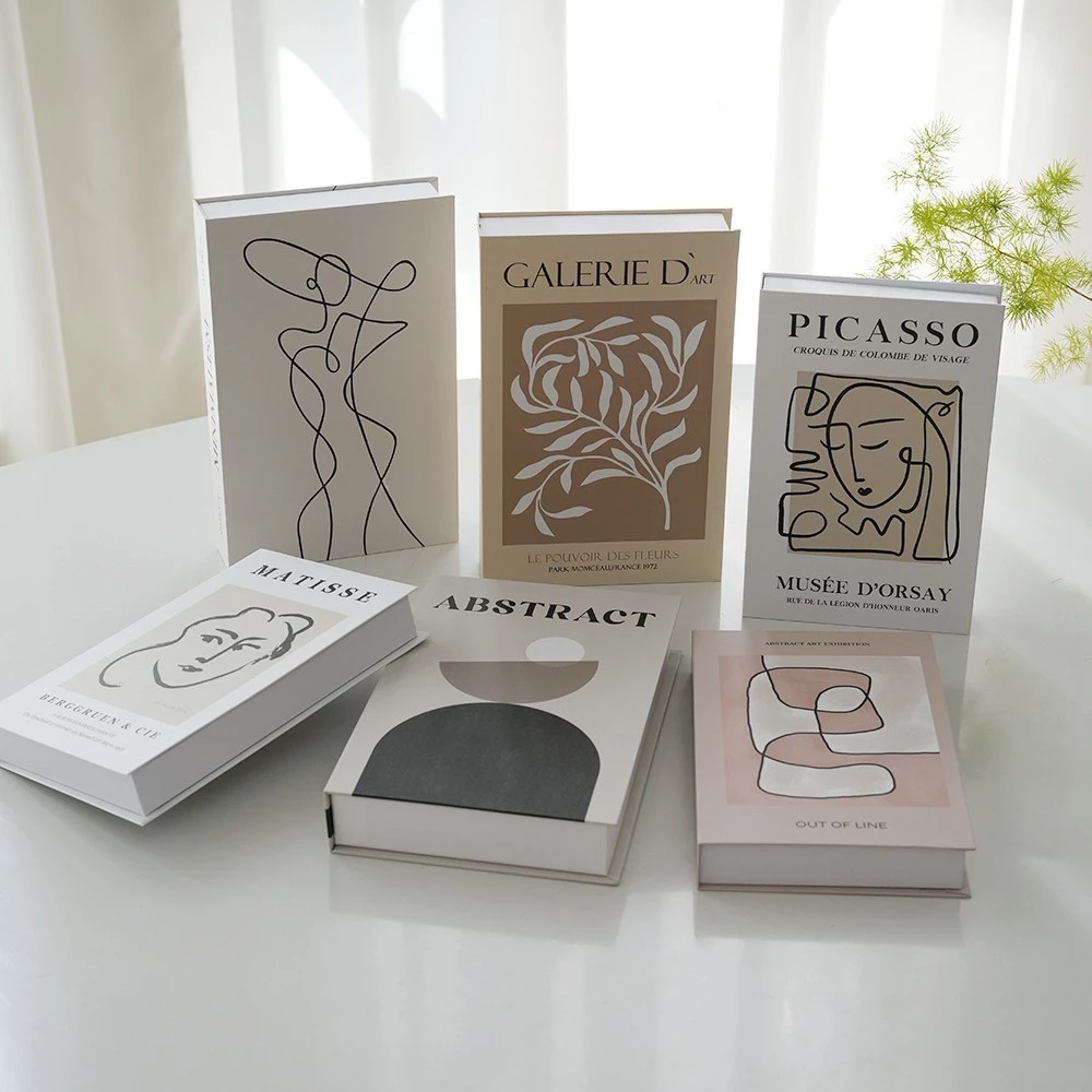 ins風折疊裝飾書樣品屋抽象線條假書擺飾道具書 台灣出貨