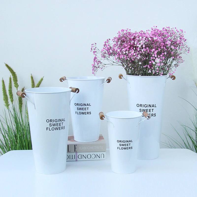 復古做舊鐵藝花桶 鮮花店插花桶 家用花器 台灣出貨