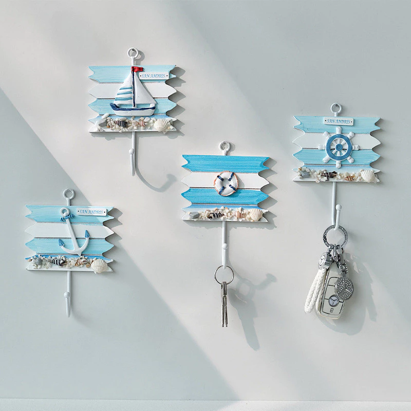 地中海風木質掛勾 衣帽鐵藝掛勾 壁掛置物架掛衣勾牆壁裝飾品 台灣出貨