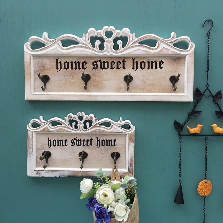 鄉村風 美式掛鉤 復古實木質雕花 店鋪裝修飾 牆壁掛鈎 衣帽鉤 台灣出貨