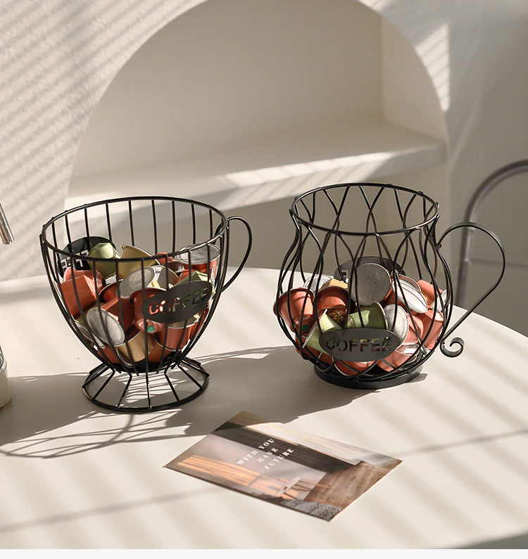 零食收納簍空罐 咖啡廳置物架 客廳廚房家居辦公室茶水間咖啡膠囊收納籃