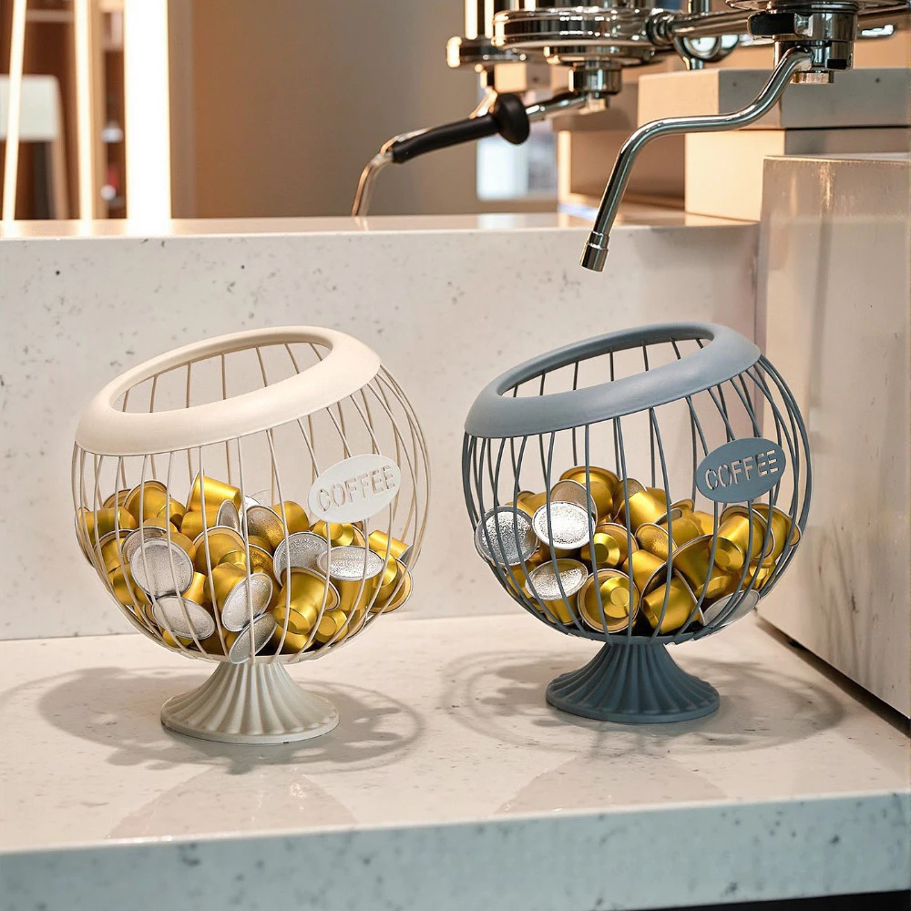 北歐高顏值咖啡膠囊收納盒水果籃零食糖果收納籃桌麵茶几裝飾擺設 台灣現貨