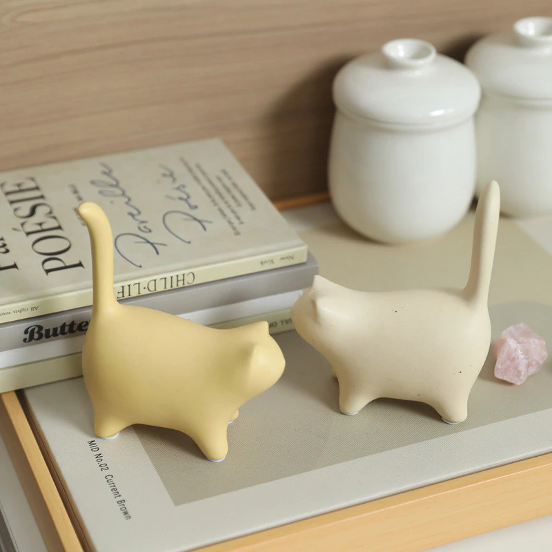 創意陶瓷貓咪擺件 客廳電視櫃家居現代簡約酒櫃辦公室桌面軟裝飾品 台灣出貨