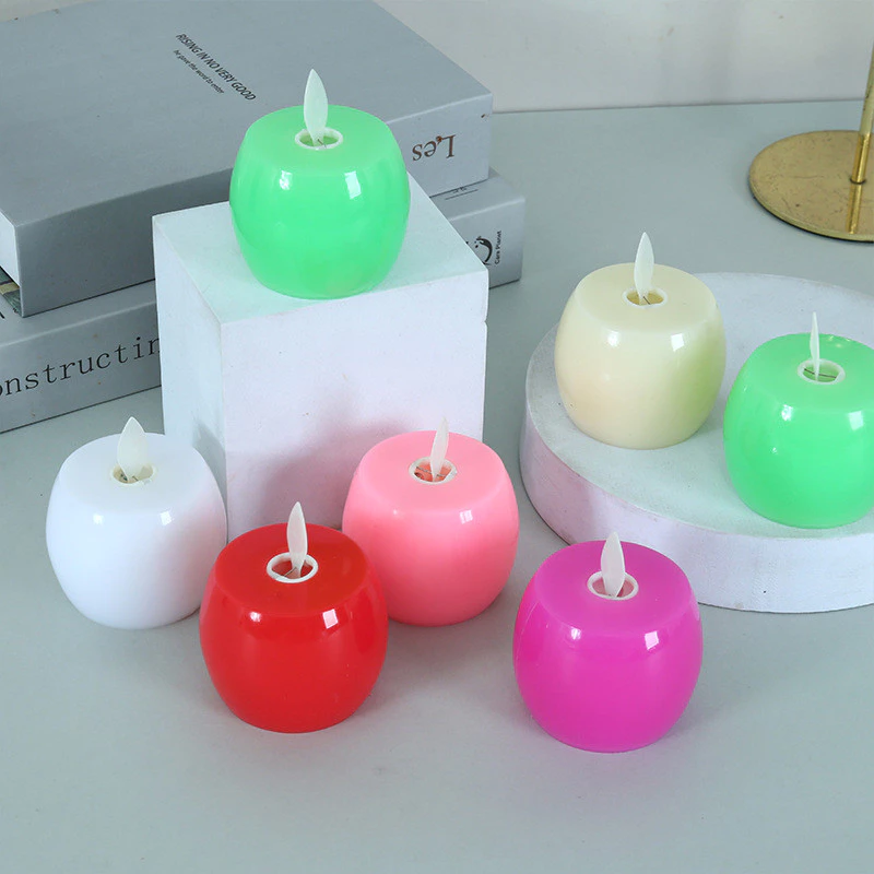 創意led電子搖擺蠟燭燈 婚禮裝飾節慶活動佈置蠟燭 蘋果仿真火焰搖擺蠟燭 台灣出貨