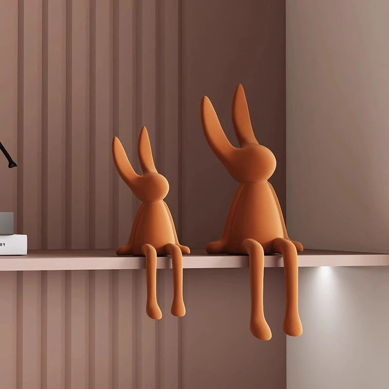 絲滑植絨坐姿長腳兔擺件 台灣出貨