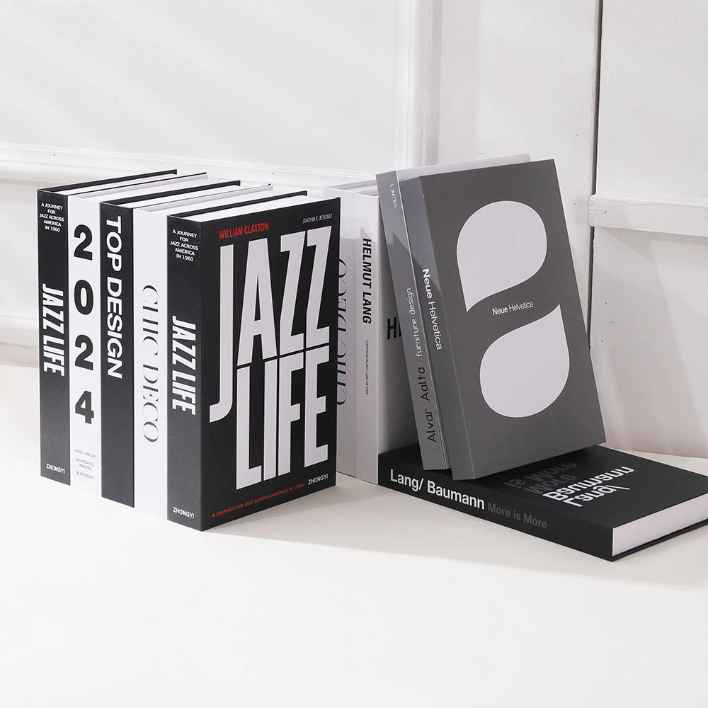 現代簡約折疊仿真裝飾書黑白時尚英文假書擺飾軟裝飾品 台灣出貨