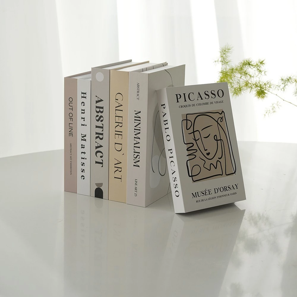 ins風折疊裝飾書樣品屋抽象線條假書擺飾道具書 台灣出貨