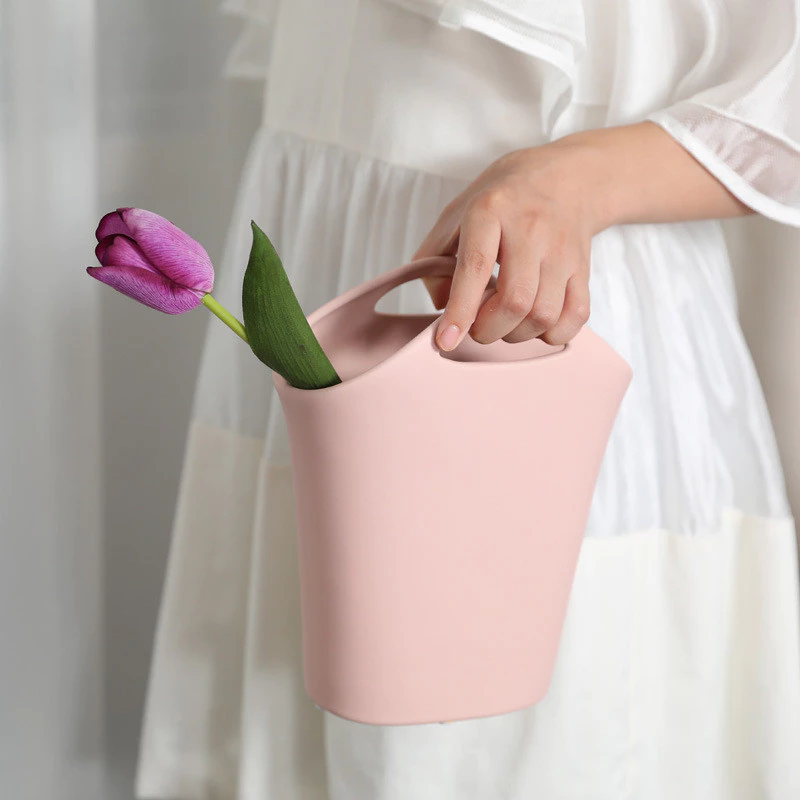 Ins 奶油風 創意陶瓷 花瓶擺件 花藝裝飾 韓系裝飾 拍照道具 提籃 台灣出貨