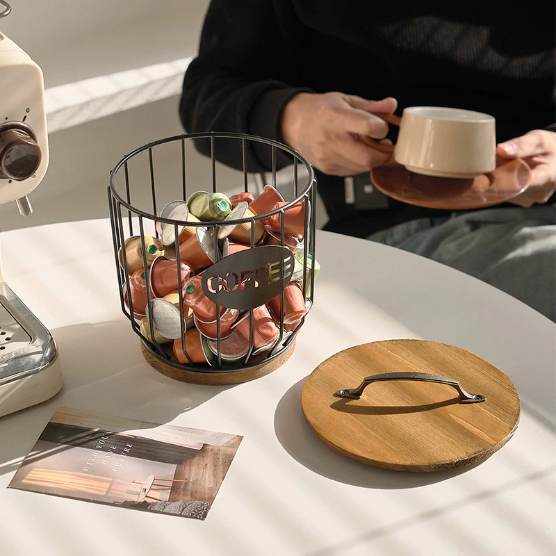 零食收納簍空罐 咖啡廳置物架 客廳廚房家居辦公室茶水間咖啡膠囊收納籃