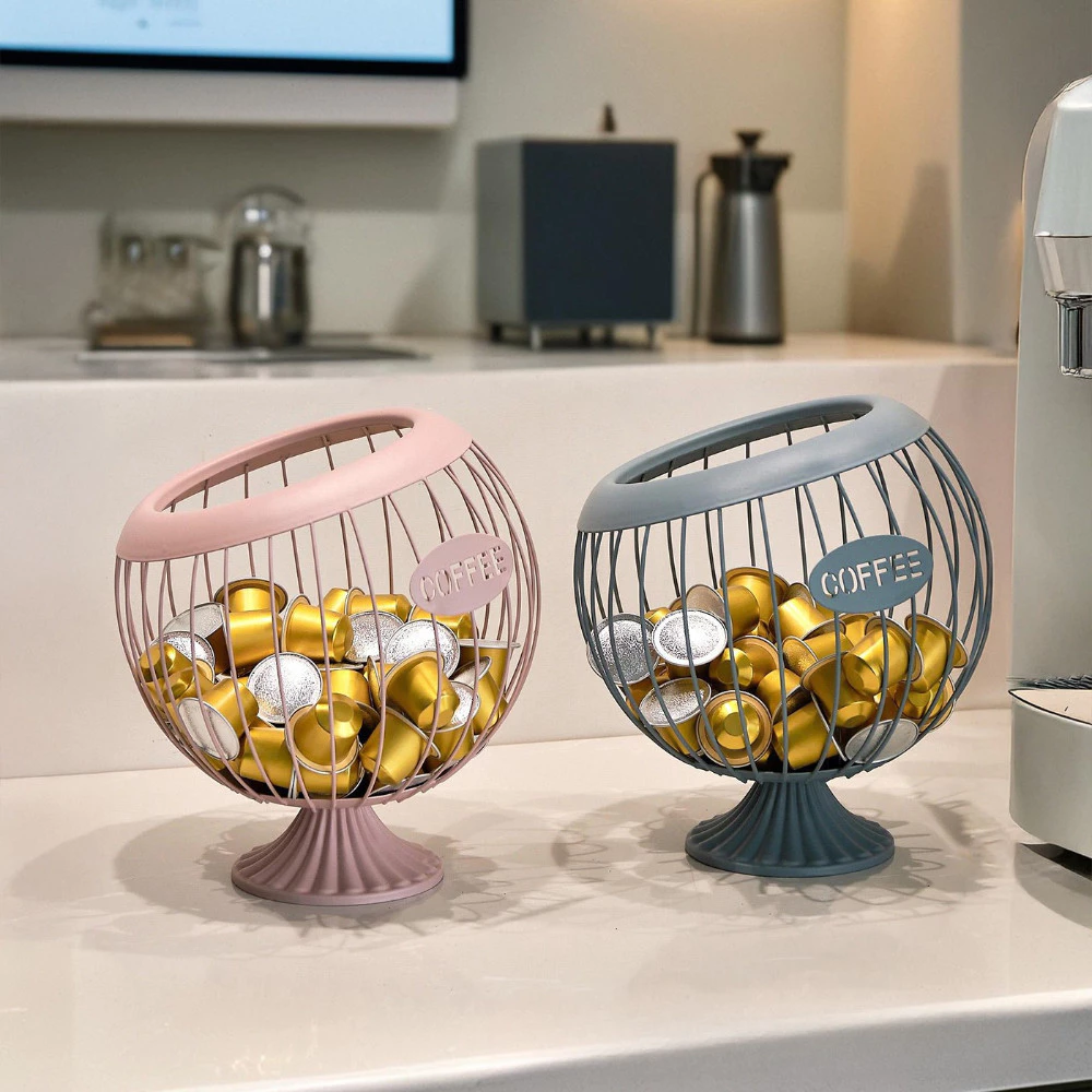 北歐高顏值咖啡膠囊收納盒水果籃零食糖果收納籃桌麵茶几裝飾擺設 台灣現貨