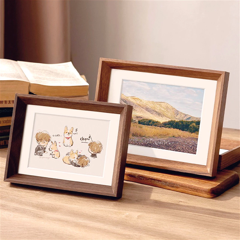 簡約設計感木紋相框擺台照片裱框A3 A4 6吋 7吋 8吋洗相片做成相框擺飾書法字畫框台灣出貨