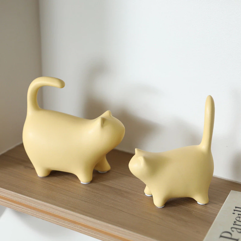 創意陶瓷貓咪擺件 客廳電視櫃家居現代簡約酒櫃辦公室桌面軟裝飾品 台灣出貨