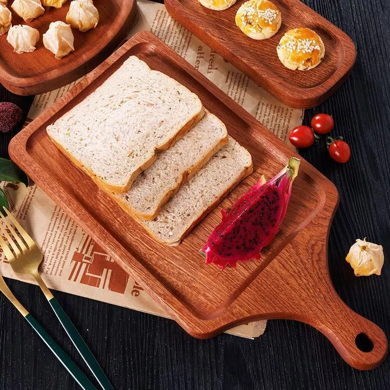 原木披薩盤附手柄 實木砧板 烏檀木披薩托盤 輕食板 水果麵包牛排切菜板 台灣出貨