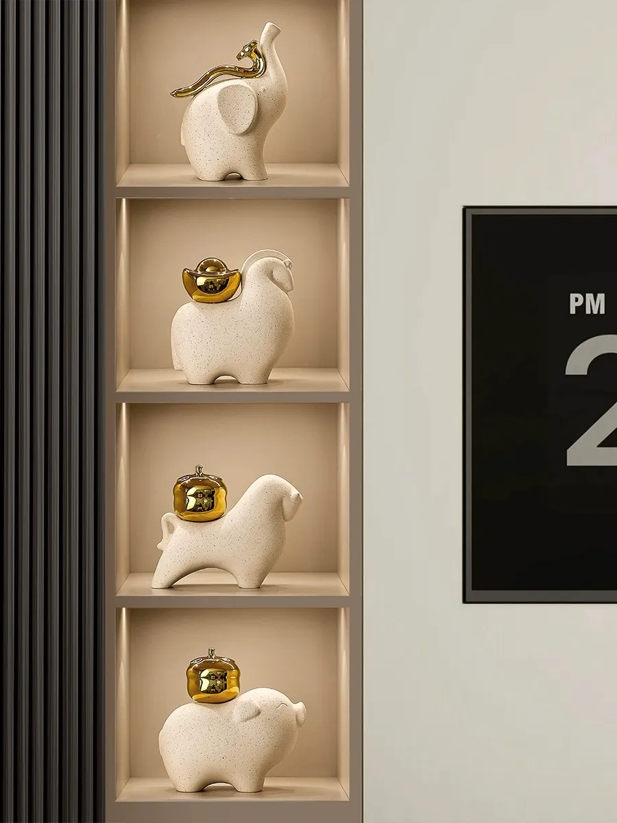 貝漢美新中式馬上有錢擺件客廳電視櫃辦公室酒櫃裝飾喬遷開業禮物