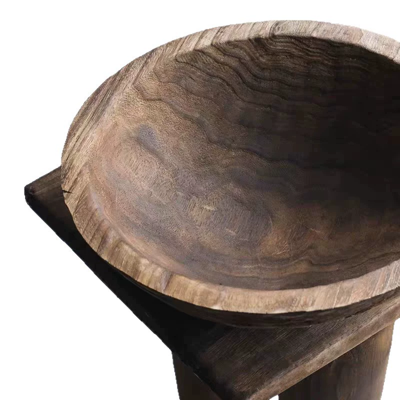 侘寂風創意果盤高檔木質託盤民宿家用客廳高級感手工仿古裝飾擺件