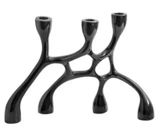 現代簡約銀色黑色幾何交織網狀樹脂燭臺家居樣板間售樓處玄關擺件