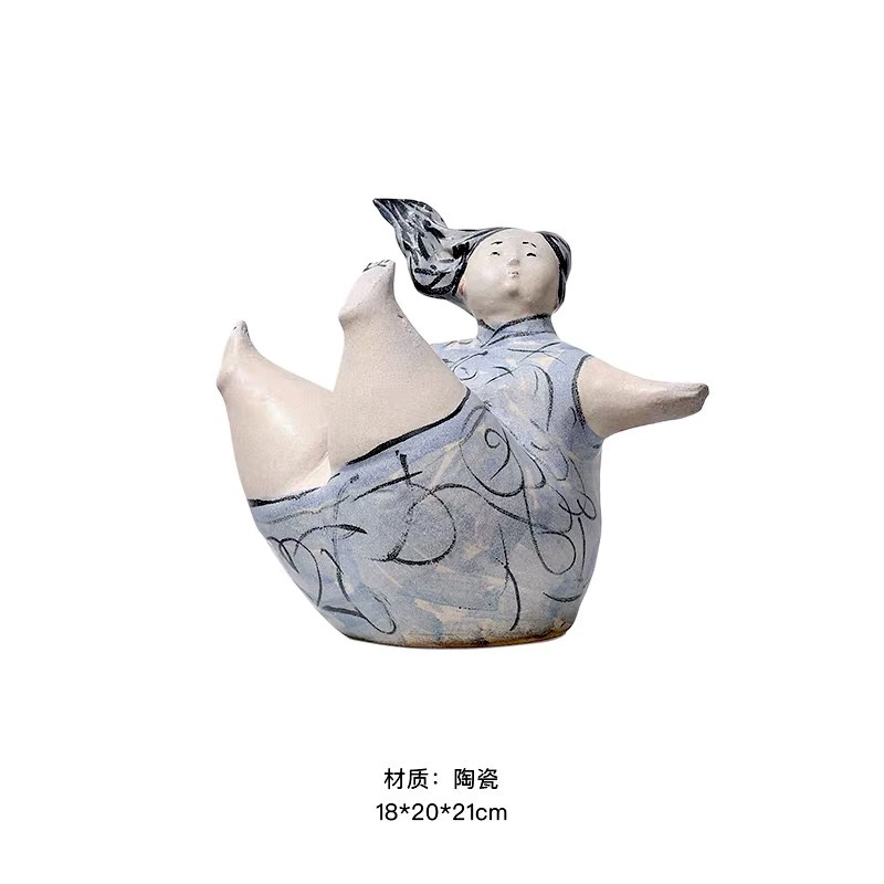 輕奢現代意式售樓處菜花陶瓷花器樣板房間書房玄關過道軟裝花瓶