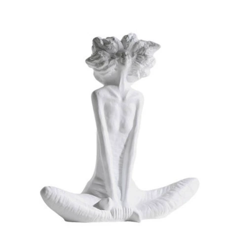 創意抽象白色爆炸頭女生人物雕塑新房板房家居裝飾樹脂工藝品擺件