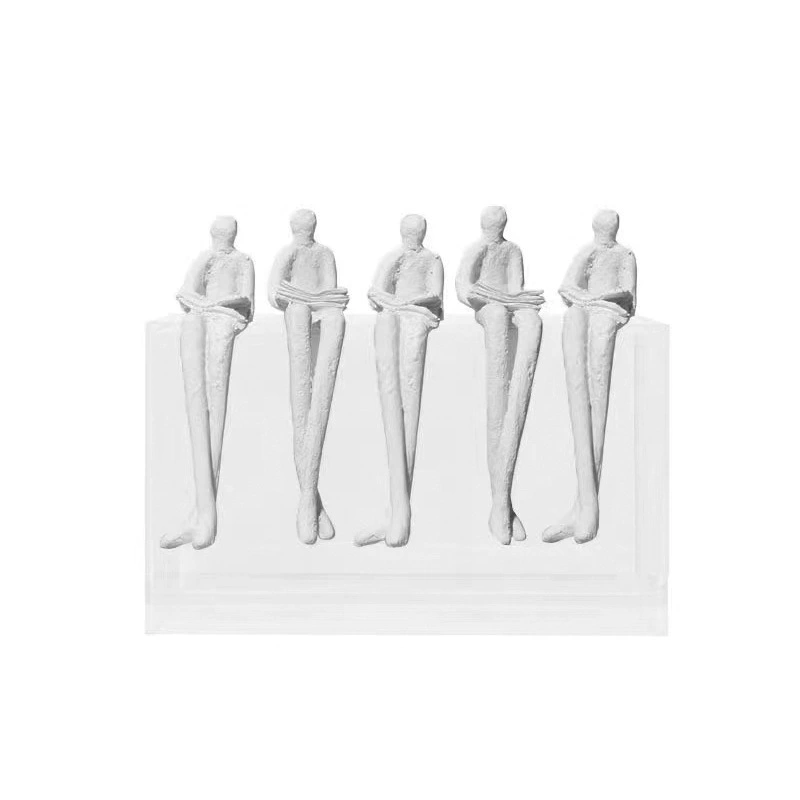 閱讀讀書輕奢幾何現代樣板房書房書櫃看書小人擺件飄客廳軟裝飾品