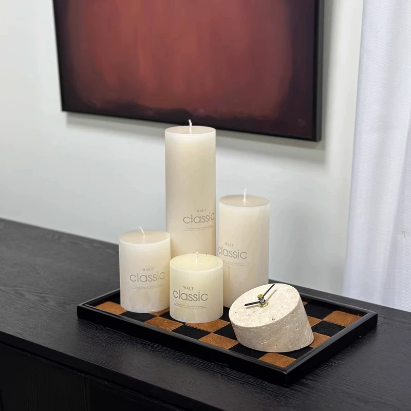 現代侘寂風大理石黃洞石鐘錶家居樣板間裝飾擺件法式中古創意個性