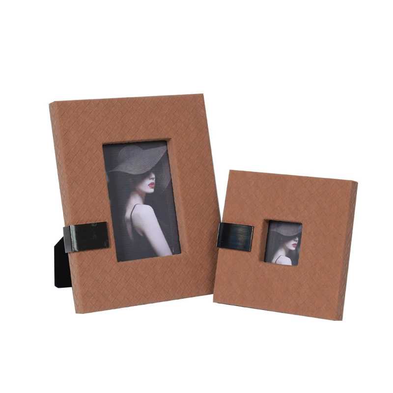 簡約現代高端編織皮質相框擺台臥室床頭櫃書房桌面家居裝飾品擺件