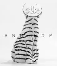 北歐簡約客廳擺件創意黑白色條紋抽象樹脂貓樣品屋售樓部軟裝飾品