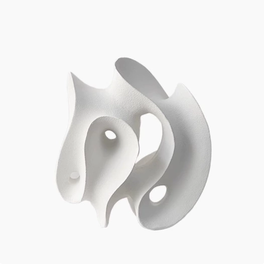 現代藝術白色律動幾何波浪漫擺件軟裝飾品樣板間客廳茶几書房擺設