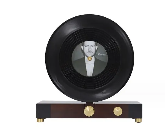 現代音樂主題模擬立式黑膠復古唱片機留聲機樣品屋售樓處書房擺件