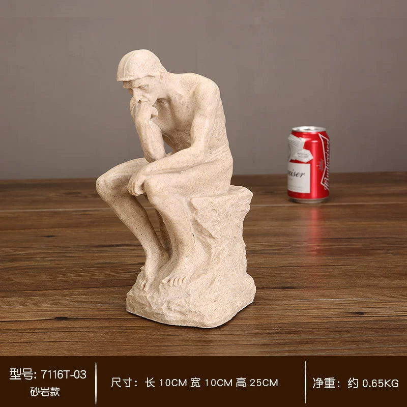 歐式思考者擺件復古人物雕塑模型裝飾品擺設書櫃電視櫃輕奢工藝品