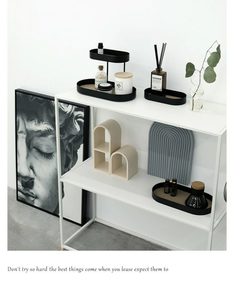 北歐風格鐵藝收納盤 ins風桌面收纳盒 橢圓形鑰匙托盤 玄關收纳架 台灣出貨