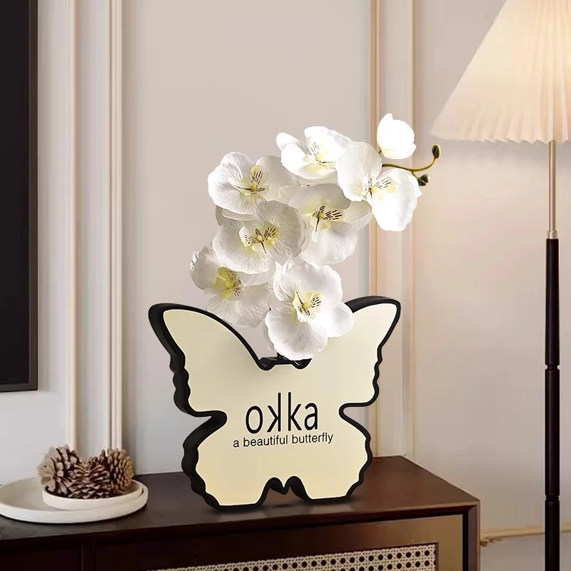 蝴蝶裝飾畫花器擺件 玄關客廳電視櫃房間 現代小眾裝飾品 是花器也是軟裝擺飾優選 台灣出貨