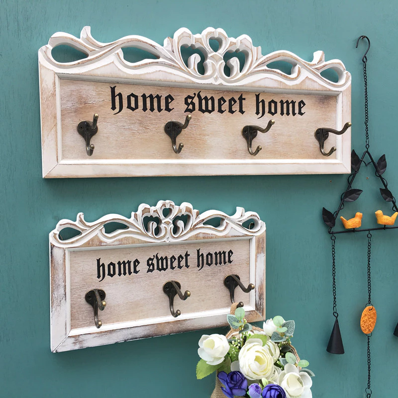 鄉村風 美式掛鉤 復古實木質雕花 店鋪裝修飾 牆壁掛鈎 衣帽鉤 台灣出貨