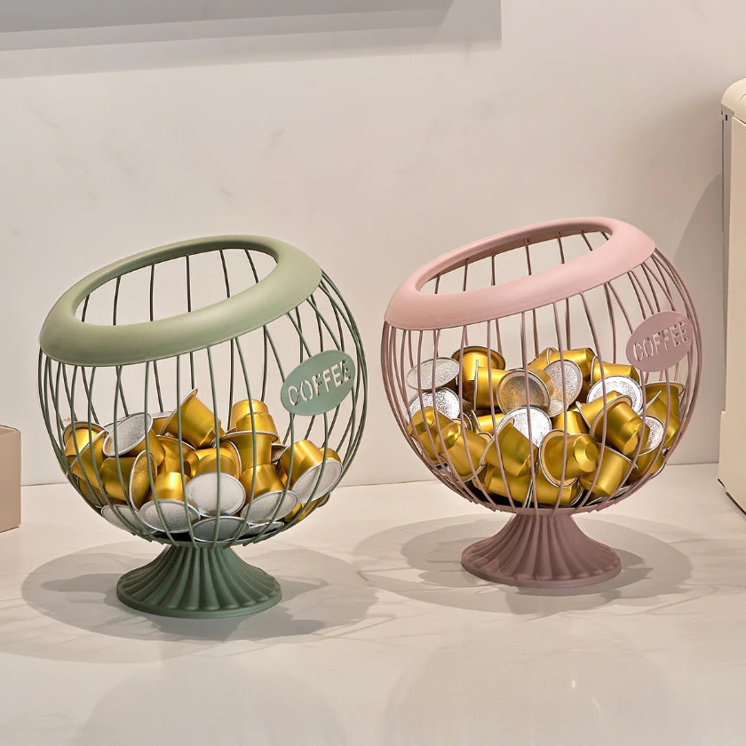 北歐高顏值咖啡膠囊收納盒水果籃零食糖果收納籃桌麵茶几裝飾擺設 台灣現貨