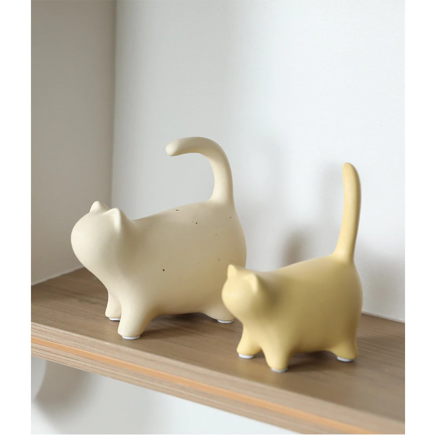 創意陶瓷貓咪擺件 客廳電視櫃家居現代簡約酒櫃辦公室桌面軟裝飾品 台灣出貨
