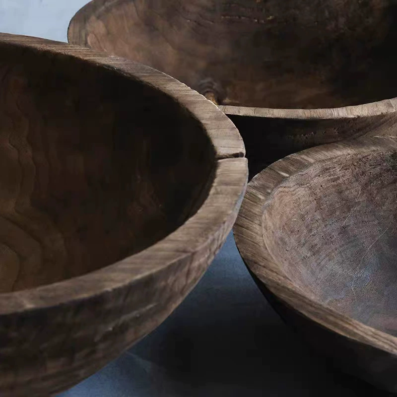 侘寂風創意果盤高檔木質託盤民宿家用客廳高級感手工仿古裝飾擺件