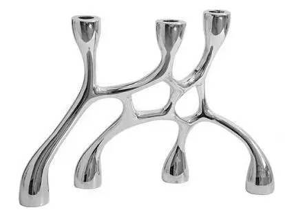 現代簡約銀色黑色幾何交織網狀樹脂燭臺家居樣板間售樓處玄關擺件