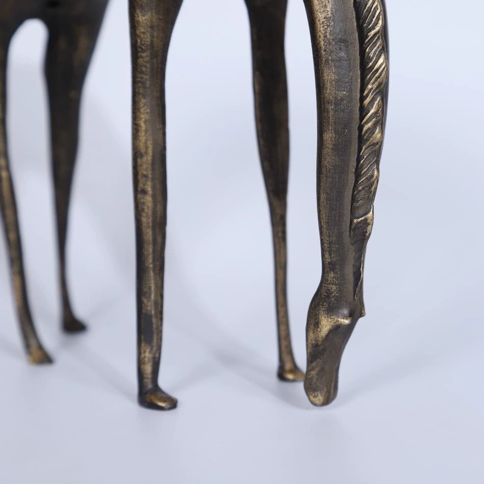 新中式馬現代簡約黑色鑄鐵金屬抽象動物擺件飾品樣板房售樓處軟裝