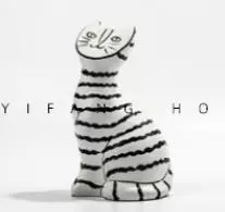 北歐簡約客廳擺件創意黑白色條紋抽象樹脂貓樣品屋售樓部軟裝飾品